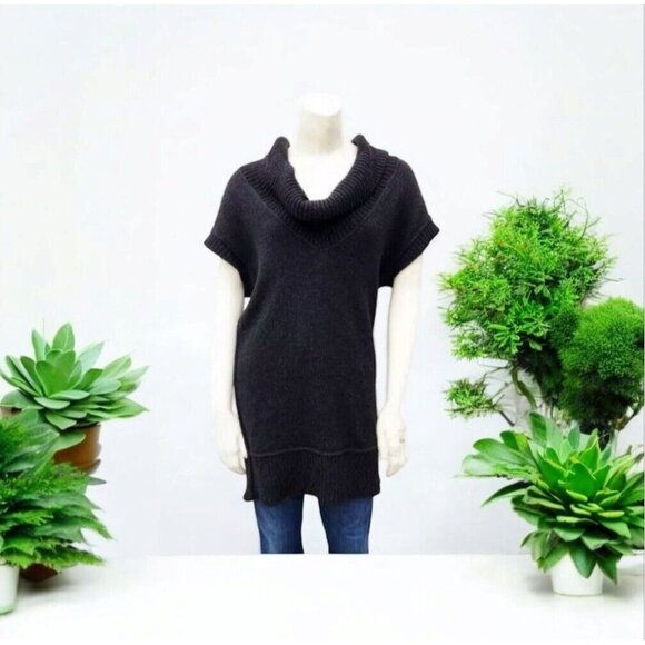 VINCE Alpaca Women Wool Cashmere Blend Cowl Neck Short Sleeve Sweater Gray L - Picture 16 of 16